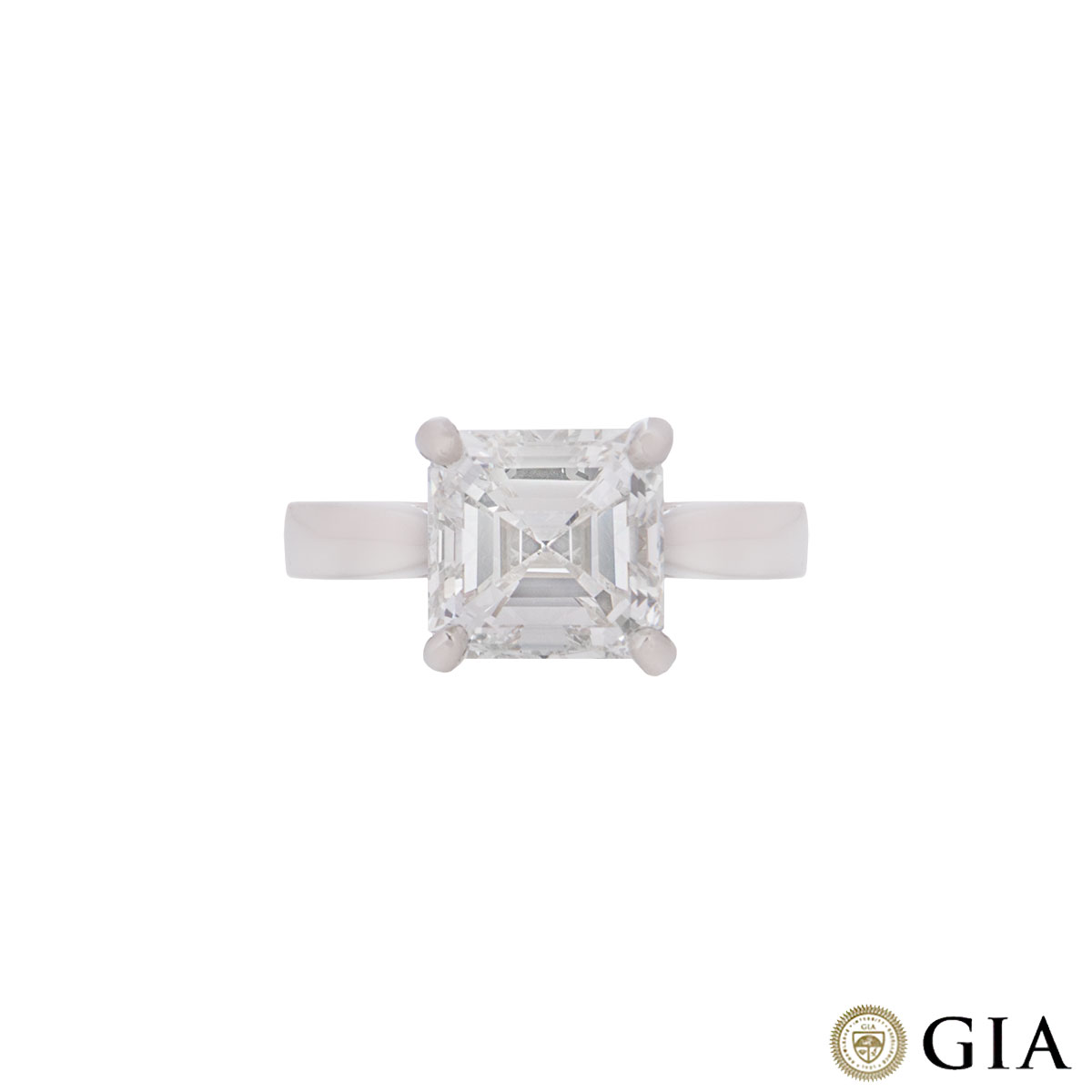 Platinum Asscher Cut Diamond Ring 3.52ct H/VVS2